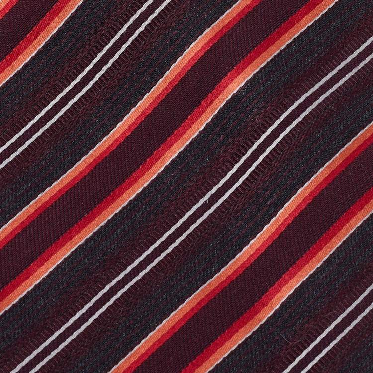 Pre Owned Boss By Hugo Boss Multicolor Striped Silk Wool Tie