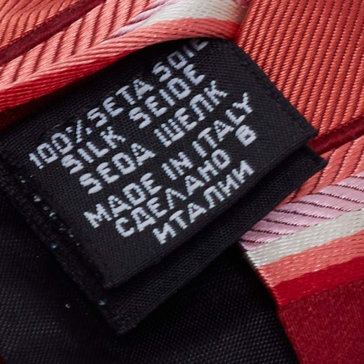 Pre Owned Boss By Hugo Boss Red & Coral Striped Silk Tie