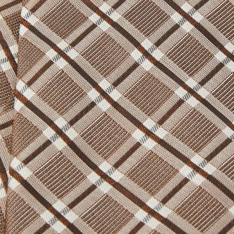 Pre Owned Boss By Hugo Boss Brown Patterned Jacquard Silk Tie