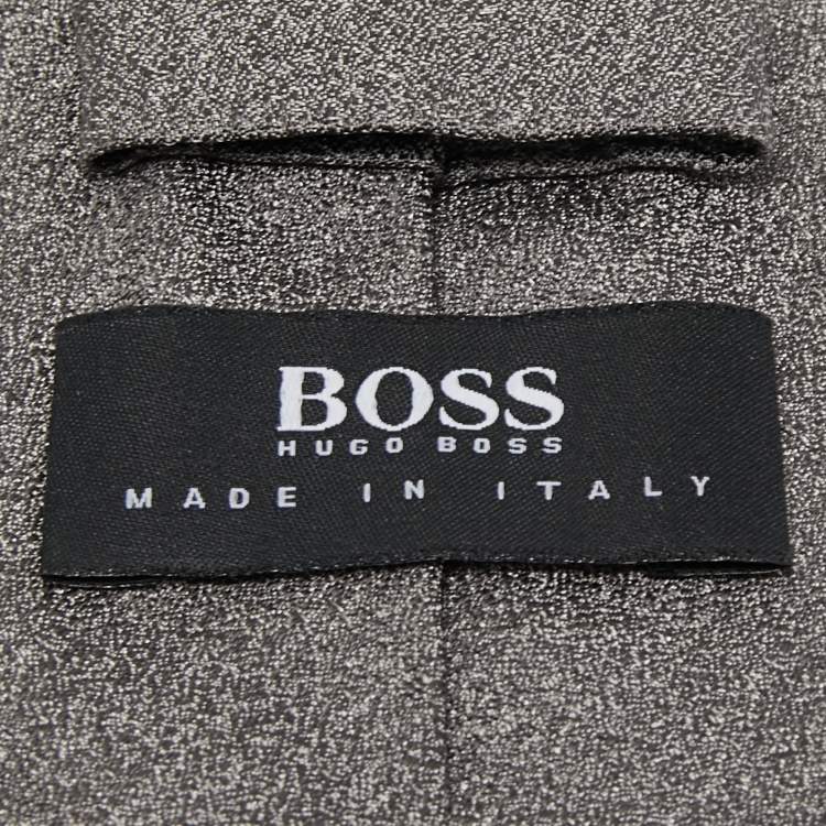 Pre Owned Boss By Hugo Boss Grey Textured Jacquard Silk Tie