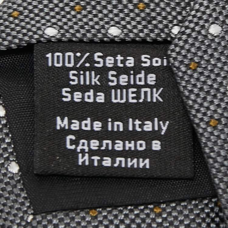 Pre Owned Boss By Hugo Boss Grey Dot Patterned Jacquard Silk Tie 