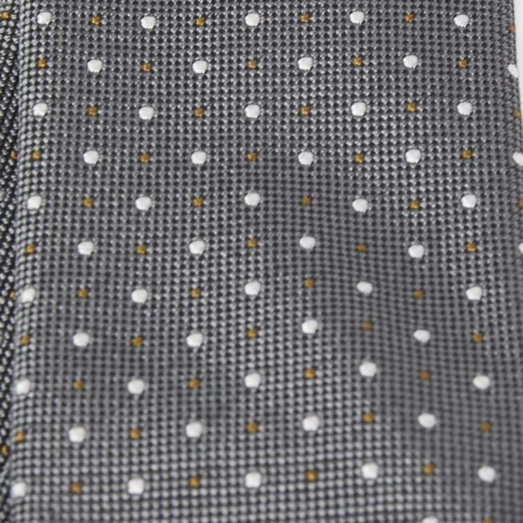 Pre Owned Boss By Hugo Boss Grey Dot Patterned Jacquard Silk Tie 