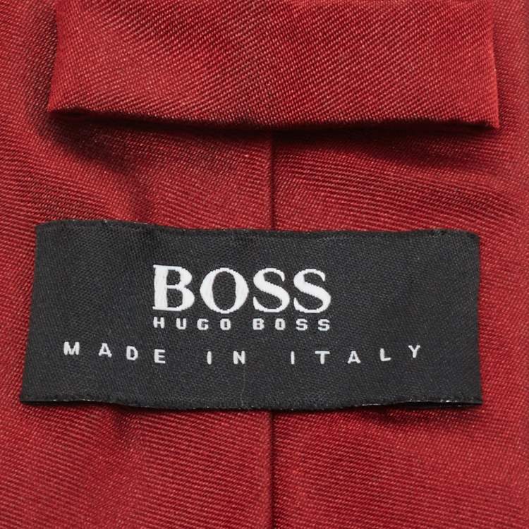 Pre Owned Boss By Hugo Boss Red Silk Tie 