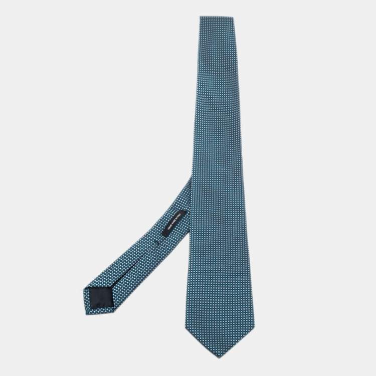 Pre Owned Boss By Hugo Boss Blue Patterned Jacquard Silk Tie