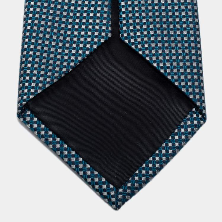Pre Owned Boss By Hugo Boss Blue Patterned Jacquard Silk Tie