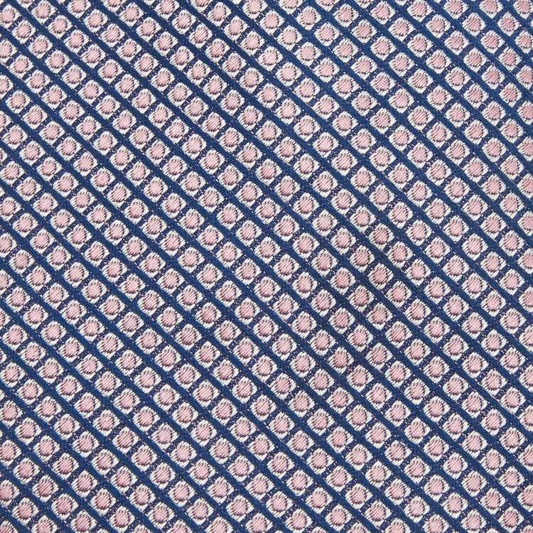 Pre Owned Boss By Hugo Boss Navy Blue/Pink Patterned Silk Tie