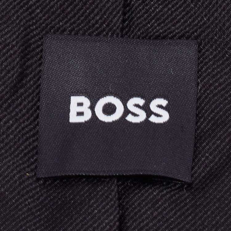 Pre Owned Boss by Hugo Boss Black Patterned Silk Narrow Tie