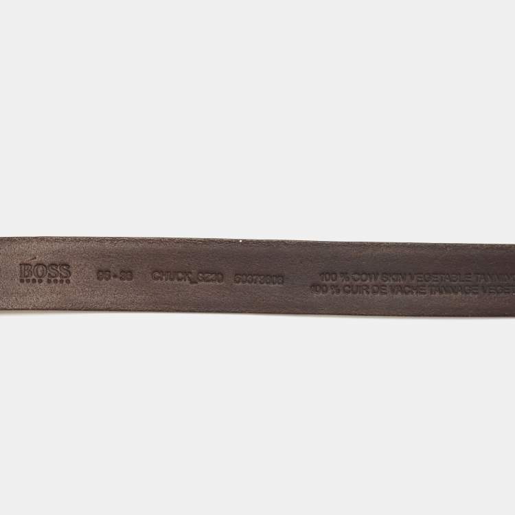 Pre Owned Boss By Hugo Boss Dark Brown Leather Buckle Belt 95CM