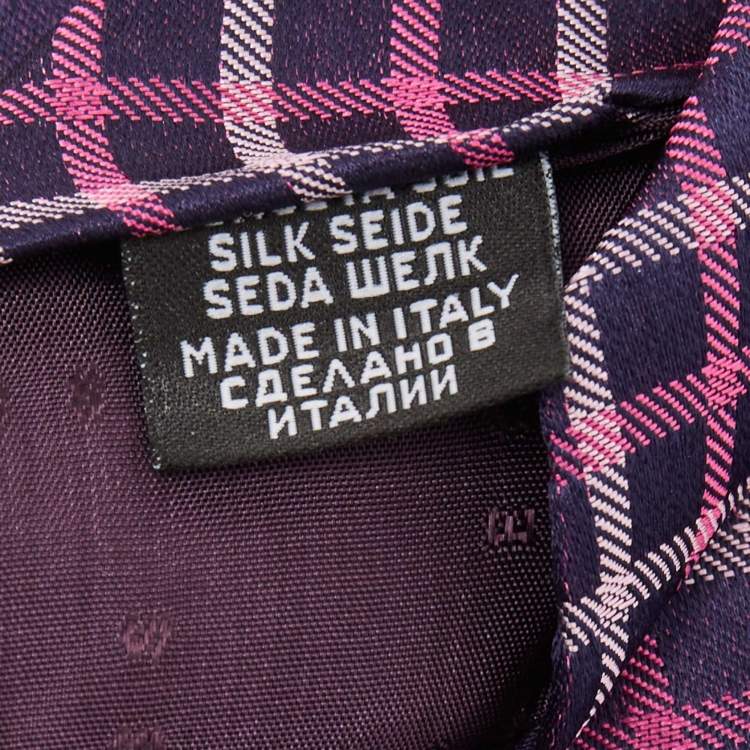 Pre Owned Boss by Hugo Boss Purple/Pink Check Patterned Silk Tie