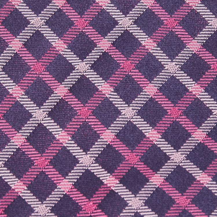 Pre Owned Boss by Hugo Boss Purple/Pink Check Patterned Silk Tie