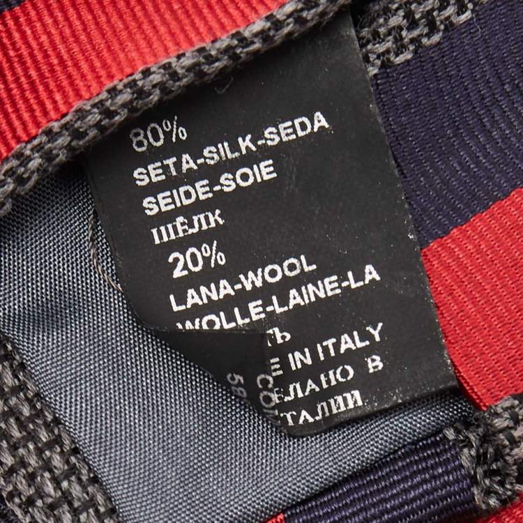 Pre Owned Boss By Hugo Boss Red/Navy Diagonal Striped Silk Tie