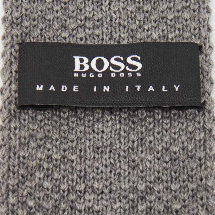 مملوكة مسبقًا Boss by Hugo Boss Grey Wool Knit Slim Tie