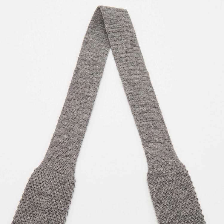 مملوكة مسبقًا Boss by Hugo Boss Grey Wool Knit Slim Tie