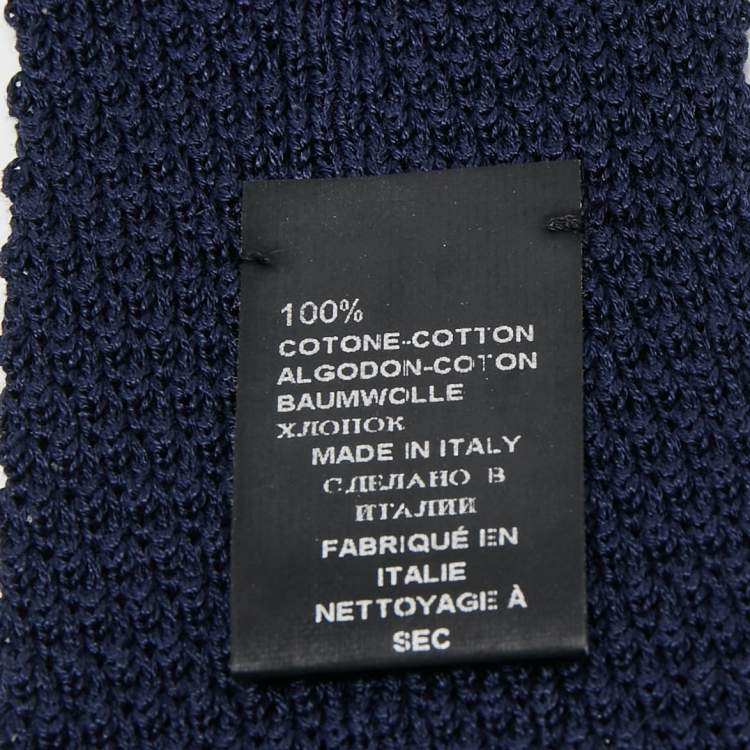Pre Owned Boss By Hugo Boss Navy Blue Cotton Knit Slim Tie