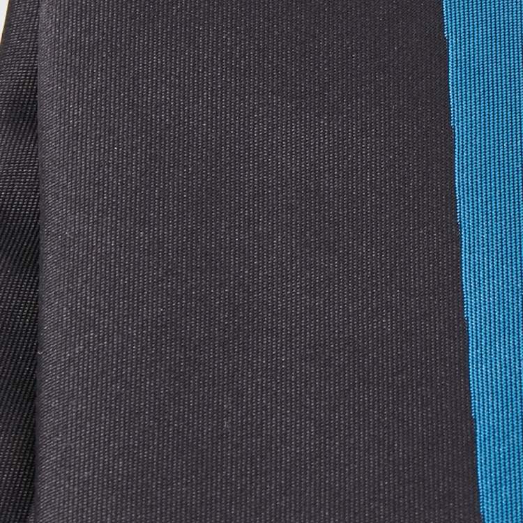 Pre Owned Boss by Hugo Boss Black/Blue Colorblock Silk Slim Tie