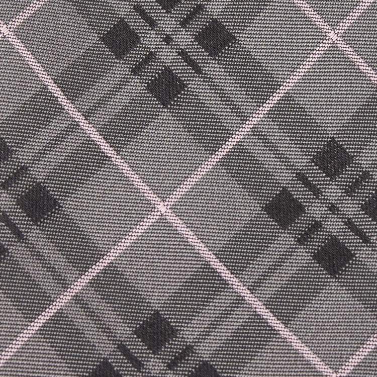 Pre Owned Boss By Hugo Boss Grey Check Patterned Silk Tie