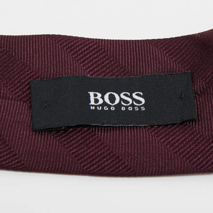 Pre Owned Boss by Hugo Boss Purple Stripe Patterned Silk Tie
