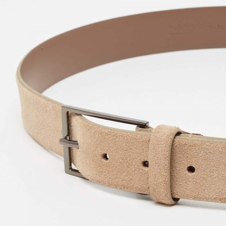 Pre Owned Boss By Hugo Boss Beige Suede Buckle Belt 90CM
