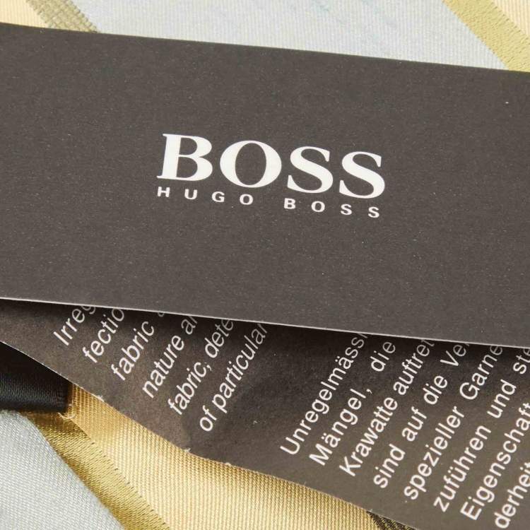 مملوكة مسبقًا Boss By Hugo Boss Yellow/Blue Diagonal Stripe Textured Silk Tie