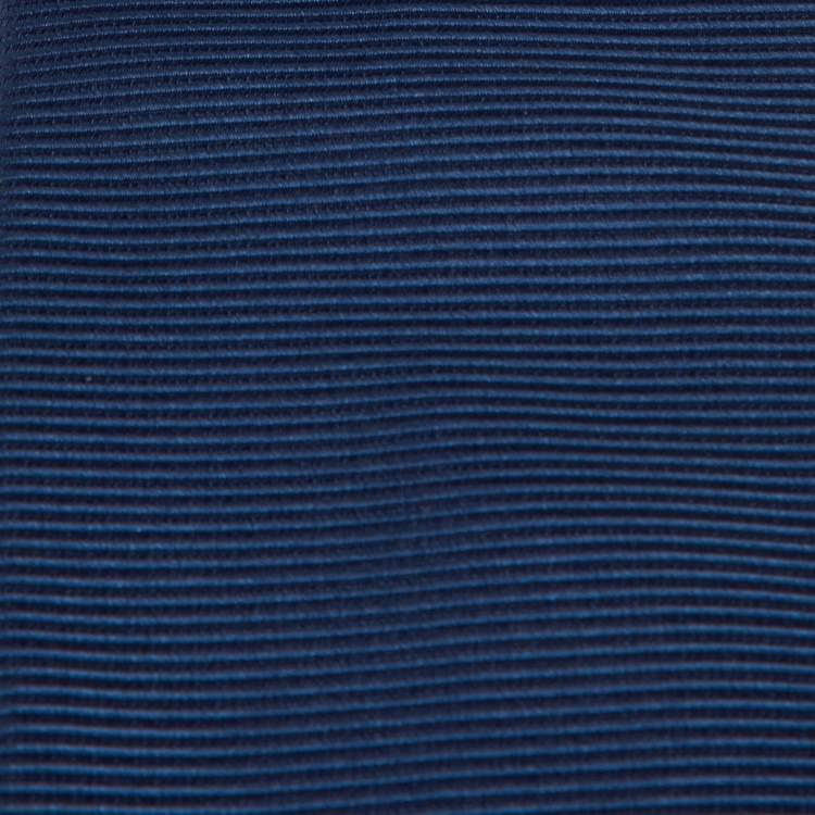Pre Owned Boss By Hugo Boss Navy Blue Striped Silk Satin Tie