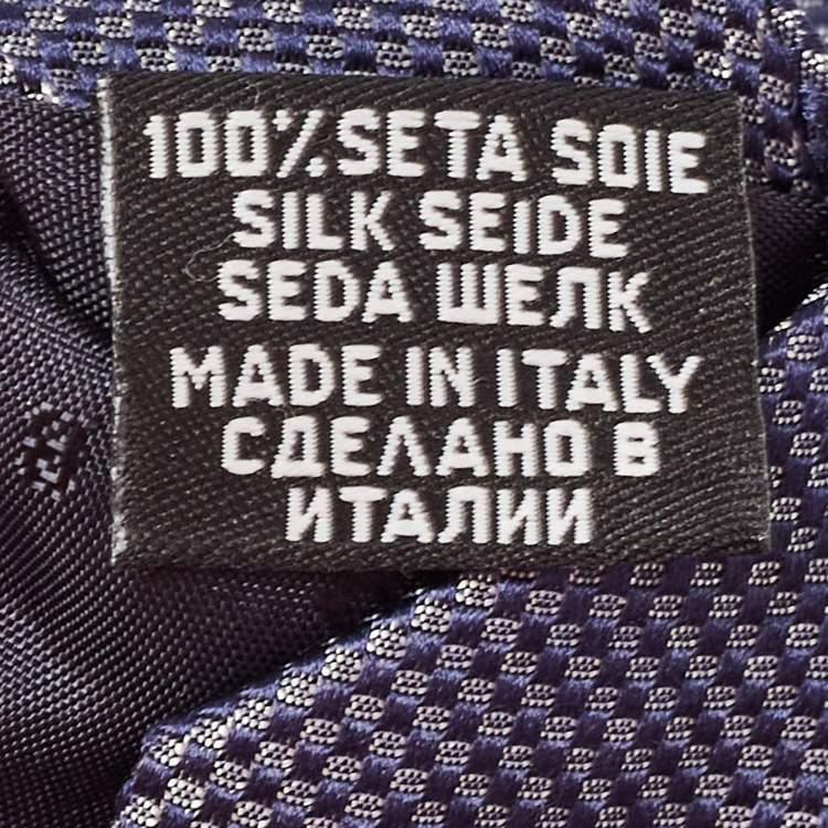 Pre Owned Boss By Hugo Boss Navy Blue Patterned Silk Skinny Tie