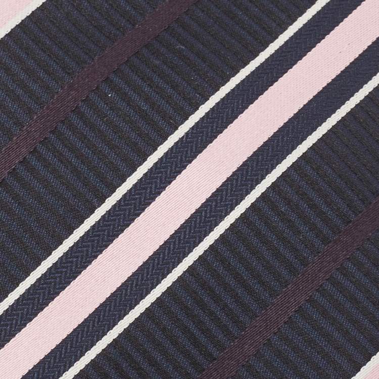 Pre Owned Boss By Hugo Boss Black/Pink Diagonal Striped Silk Tie