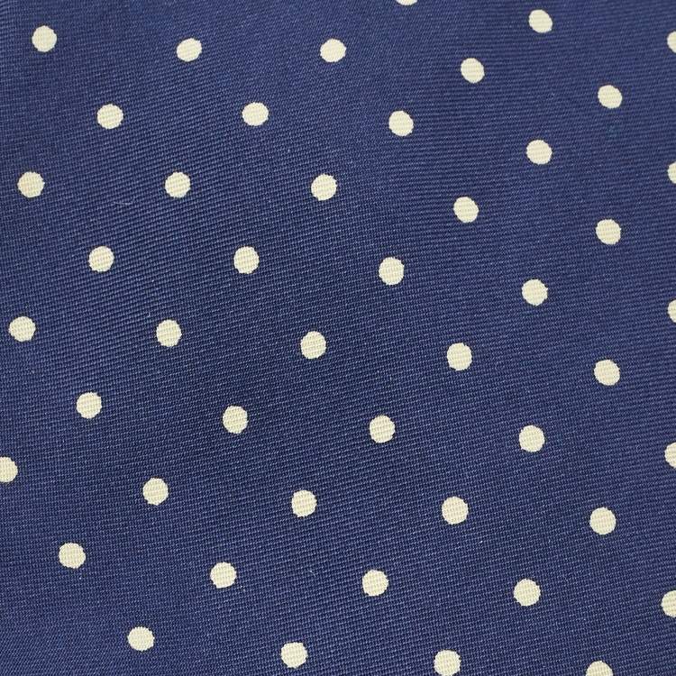 Pre Owned Boss By Hugo Boss Vintage Navy Blue Polka Dots Silk Tie