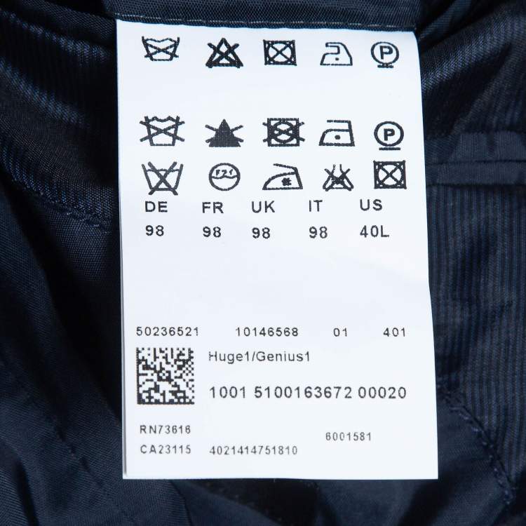 Pre Owned Boss By Hugo Boss Navy Blue Wool Single Breasted Pants Suit L