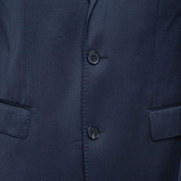 Pre Owned Boss By Hugo Boss Navy Blue Wool Single Breasted Pants Suit L