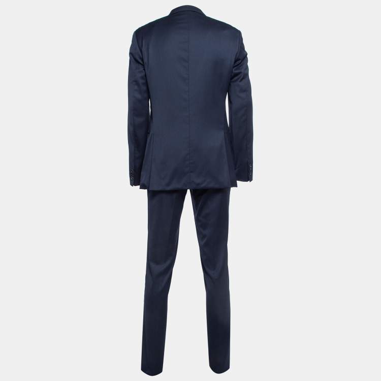 Pre Owned Boss By Hugo Boss Navy Blue Wool Single Breasted Pants Suit L