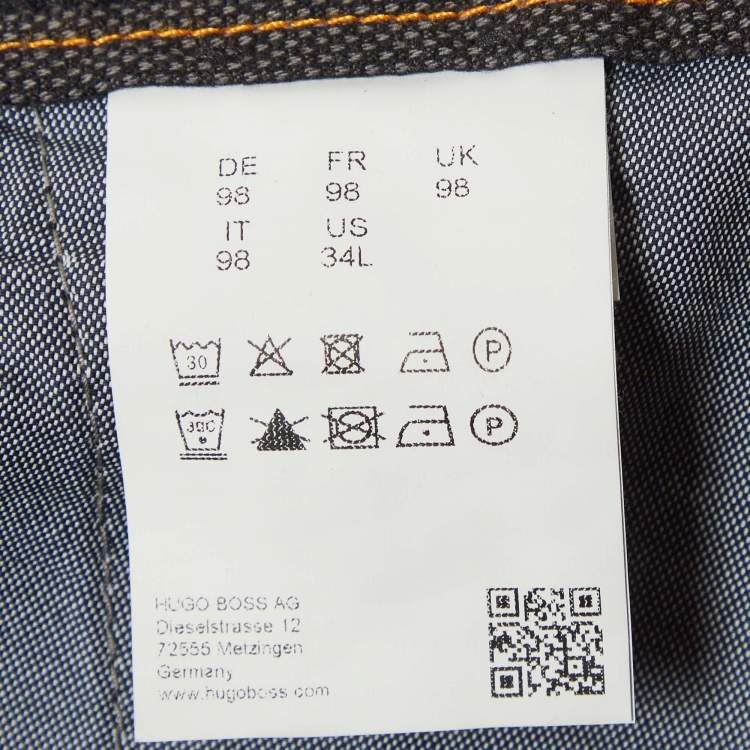 Pre Owned Boss By Hugo Boss Grey Cotton Blend Slim Fit Trousers L