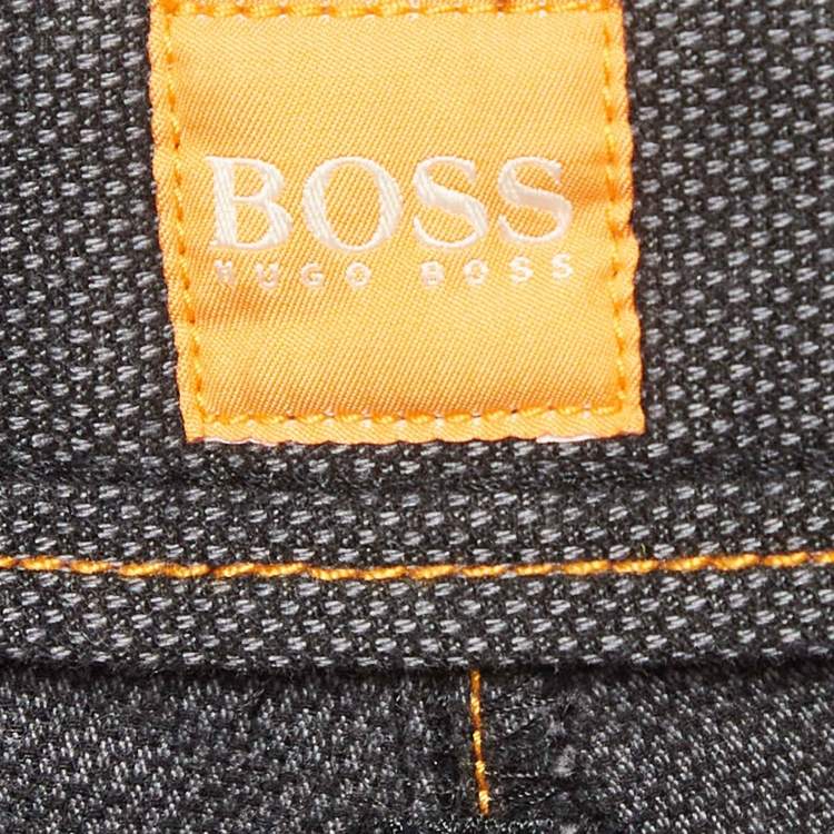 Pre Owned Boss By Hugo Boss Grey Cotton Blend Slim Fit Trousers L
