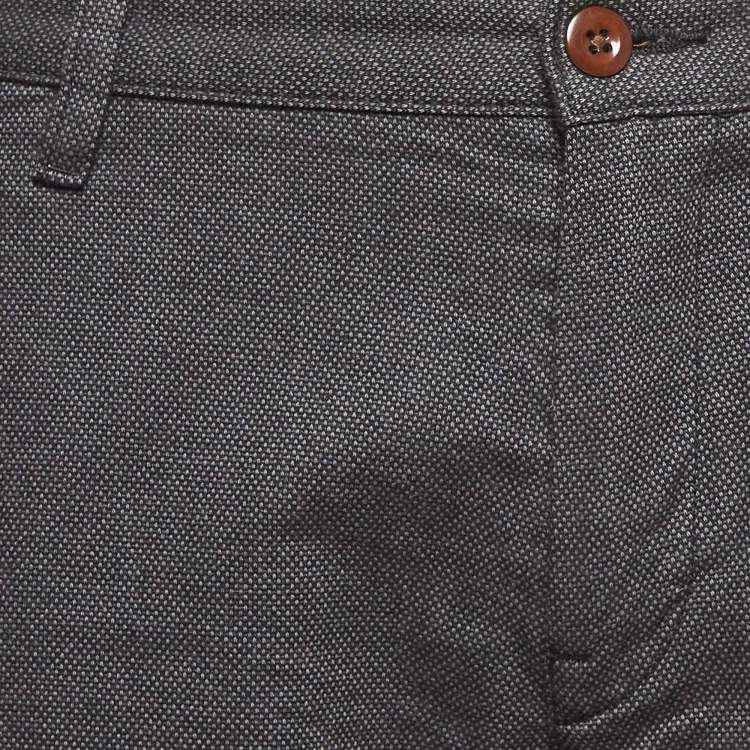 Pre Owned Boss By Hugo Boss Grey Cotton Blend Slim Fit Trousers L