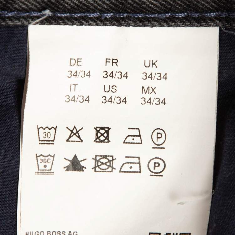 Pre Owned Boss By Hugo Boss Grey Denim Regular Fit Jeans L Waist 34"