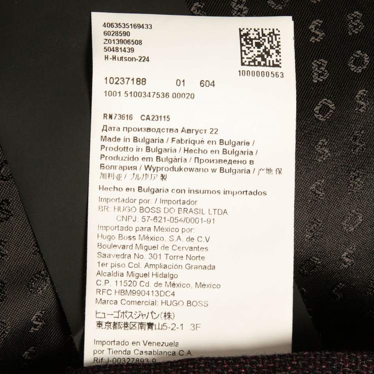 Pre Owned Boss By Hugo Boss Burgundy Wool Single Breasted Blazer XL