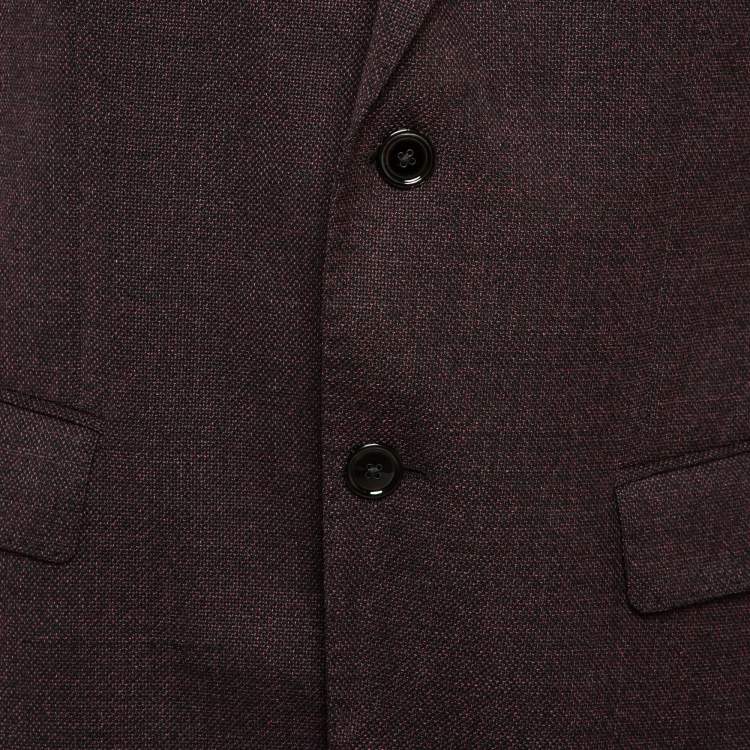 Pre Owned Boss By Hugo Boss Burgundy Wool Single Breasted Blazer XL