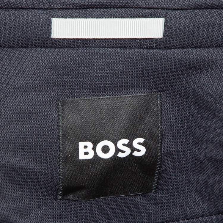 Pre Owned Boss By Hugo Boss Blue Stretch Knit Micro-Patterned Blazer XL
