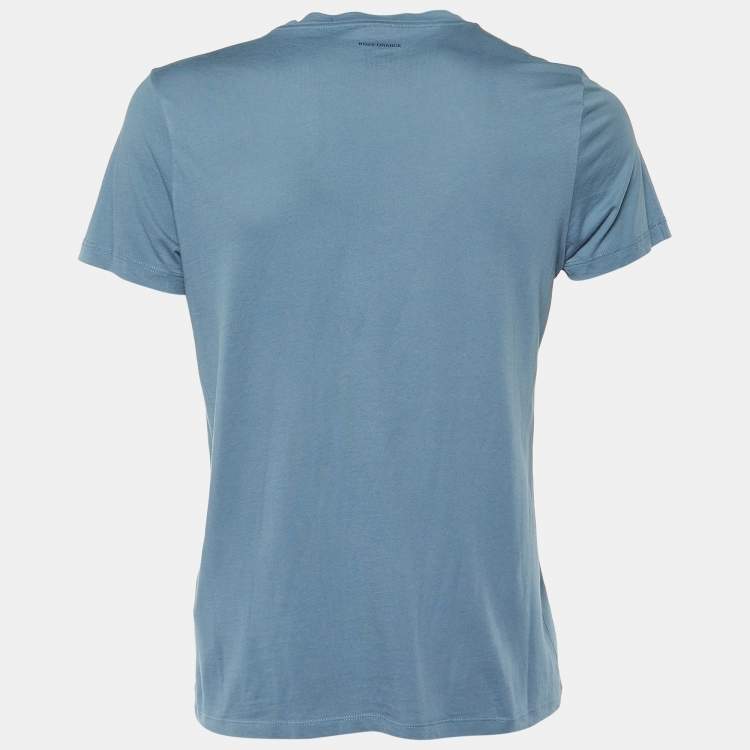 Pre Owned Boss By Hugo Boss Orange Grey Printed Cotton Talking 2 Crew Neck T-Shirt M