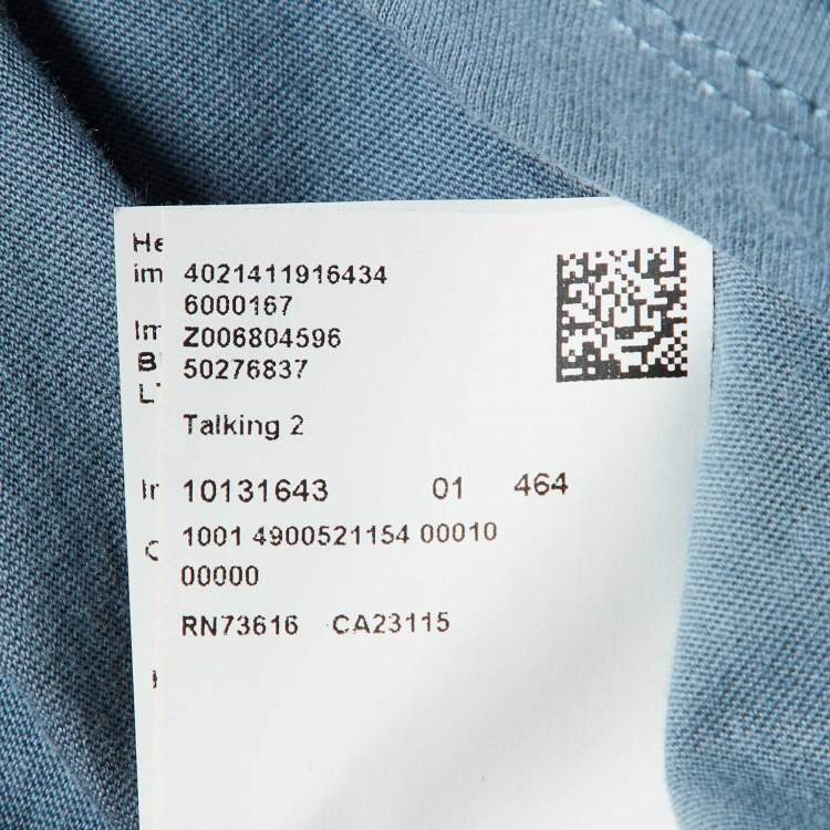 Pre Owned Boss By Hugo Boss Orange Grey Printed Cotton Talking 2 Crew Neck T-Shirt M