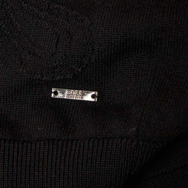 Pre Owned Boss by Hugo Boss Black Paisley Pattern Knit Slim Fit Sweater M