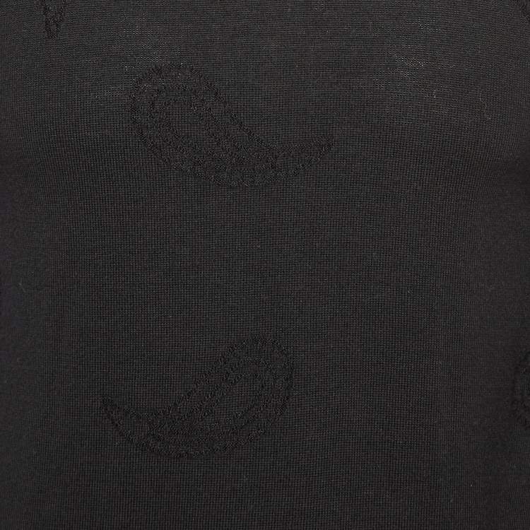 Pre Owned Boss by Hugo Boss Black Paisley Pattern Knit Slim Fit Sweater M