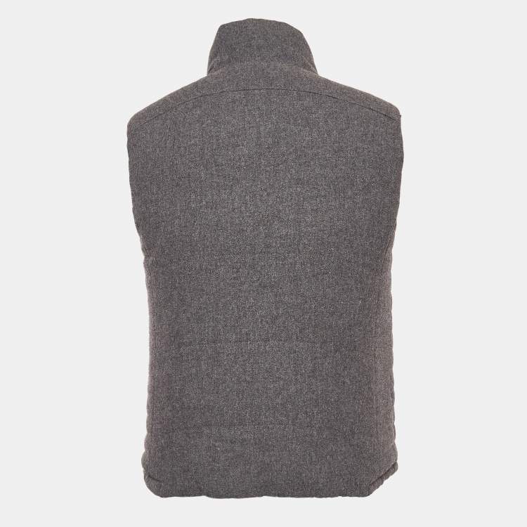 Pre Owned Boss by Hugo Boss Grey Wool and Nylon Reversible Down Vest M