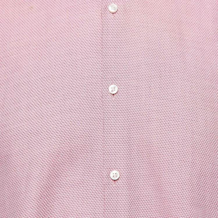 Pre Owned Boss By Hugo Boss Pink Patterned Cotton Slim Fit Shirt XXL