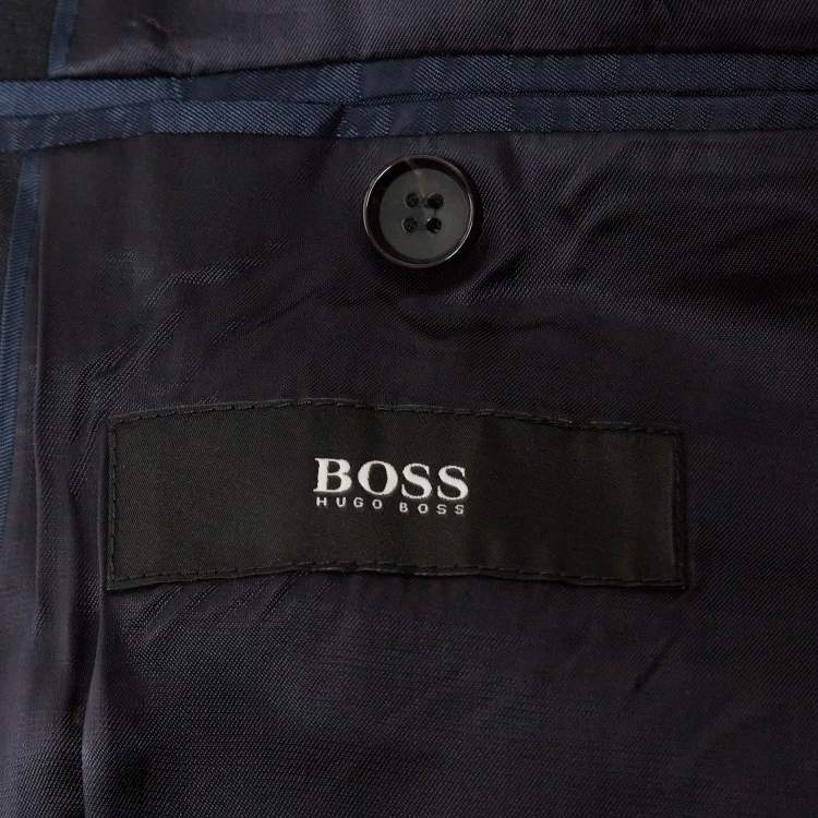 Pre Owned Boss By Hugo Boss Navy Blue Wool Blazer & Pants Suit Set 