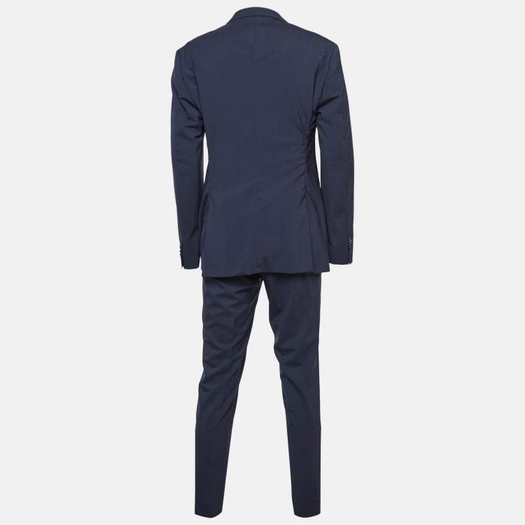 Pre Owned Boss By Hugo Boss Navy Blue Wool Blazer & Pants Suit Set 