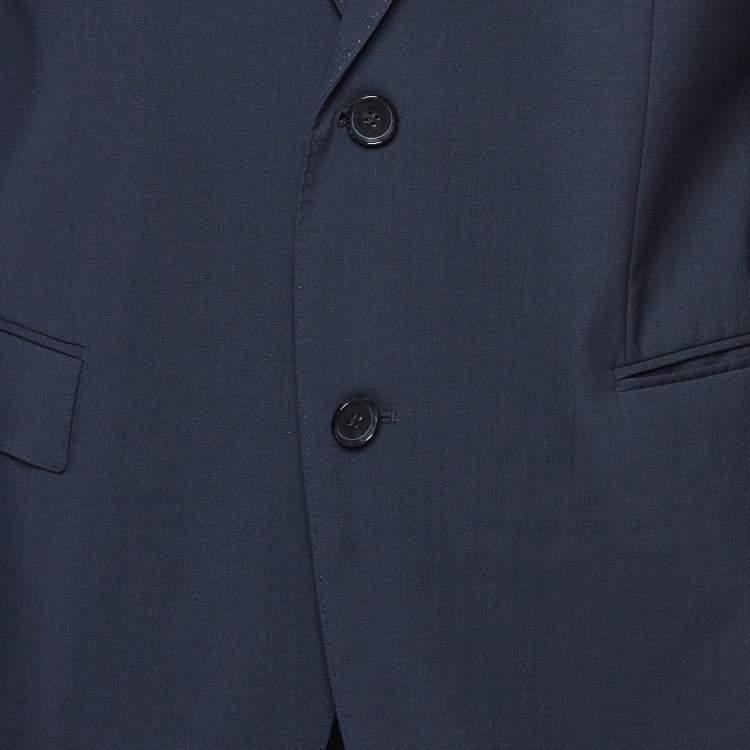 Pre Owned Boss By Hugo Boss Navy Blue Wool Blazer & Pants Suit Set 