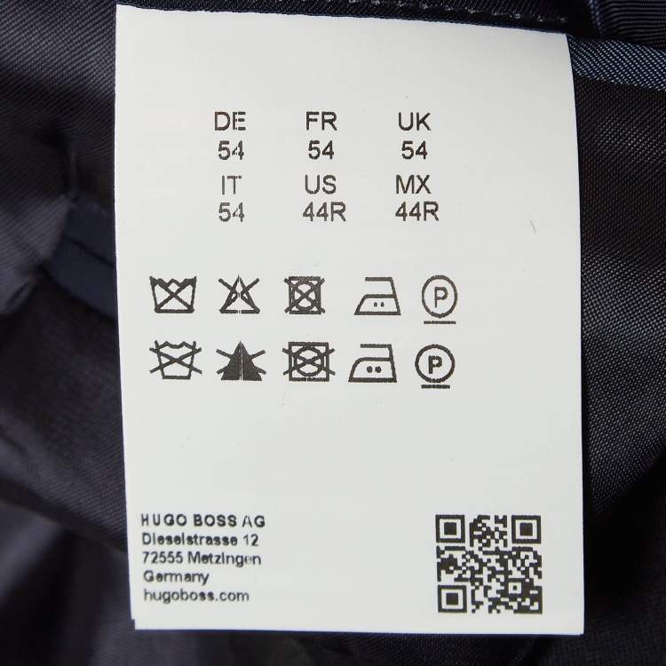 Pre Owned Boss By Hugo Boss Navy Blue Wool Blazer & Pants Suit Set 
