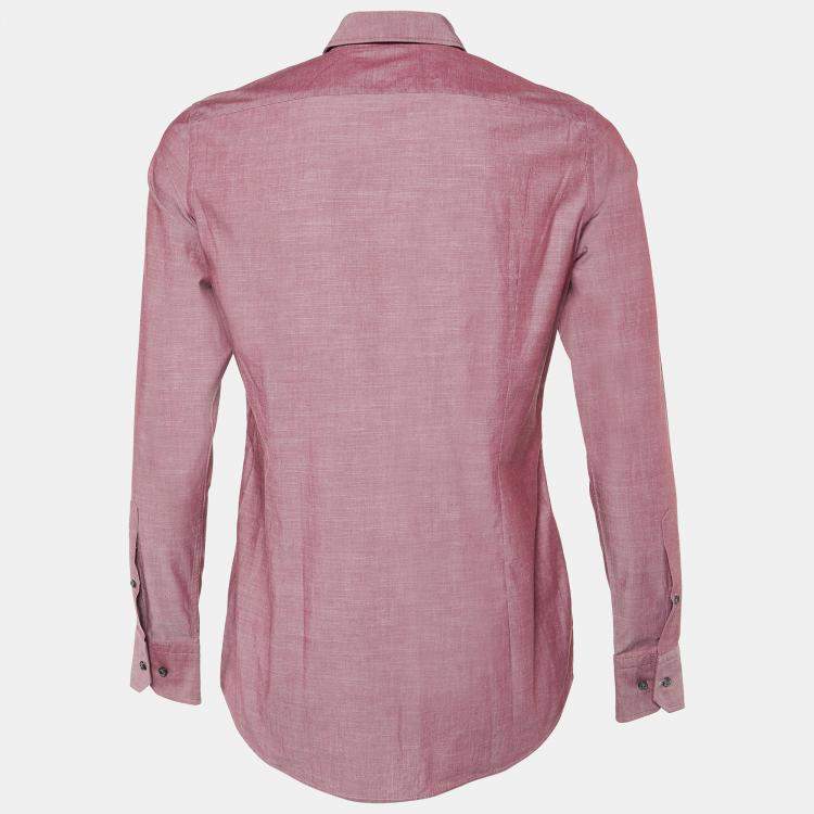 Pre Owned Boss By Hugo Boss Maroon Cotton Slim Fit Long Sleeve Shirt S