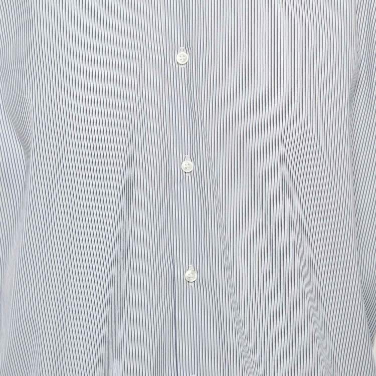 Pre Owned Boss By Hugo Boss Blue Pinstripe Cotton Button Up Shirt XXL
