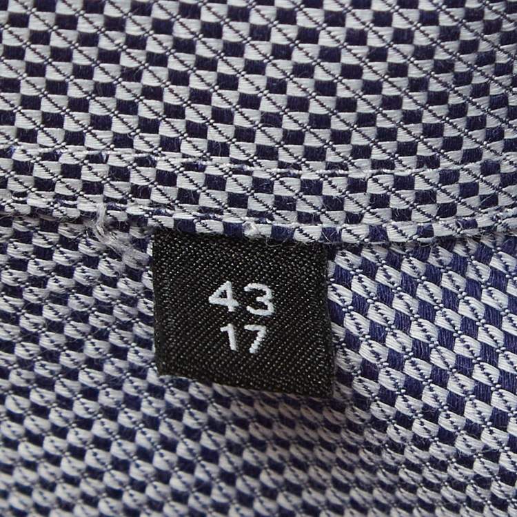 Pre Owned Boss By Hugo Boss Blue Patterned Cotton Regular Fit Shirt XXL